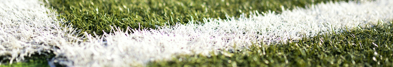 Groen voetbalveld met witte strepen op het gras